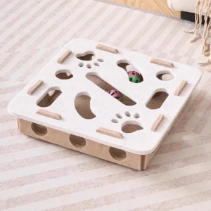 Interactive Cat Puzzle Toy with Balls & Bell – Peek Hole Plate for Indoor Cats, Boredom Relief & Enrichment Toy - Image 3