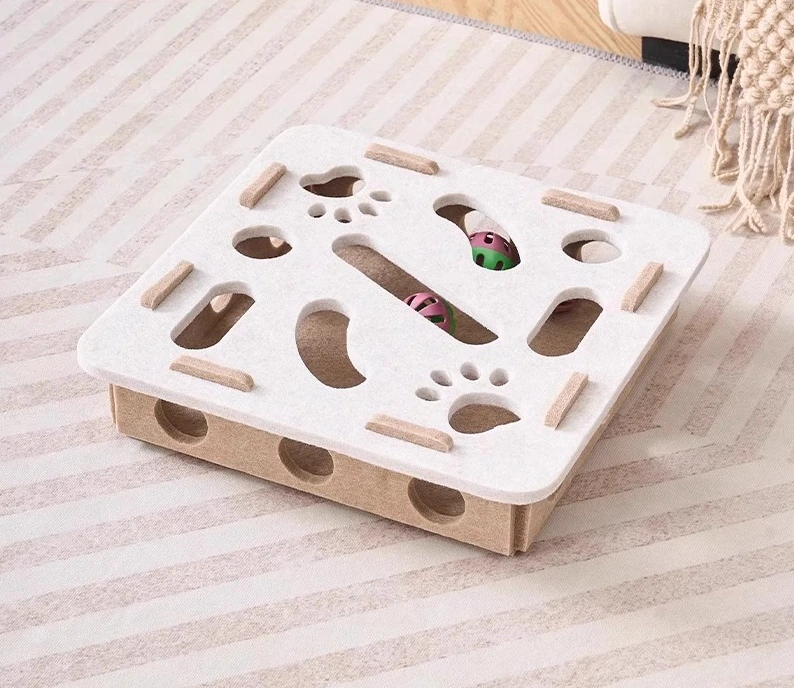 Interactive Cat Puzzle Toy with Balls & Bell – Peek Hole Plate for Indoor Cats, Boredom Relief & Enrichment Toy - Image 3