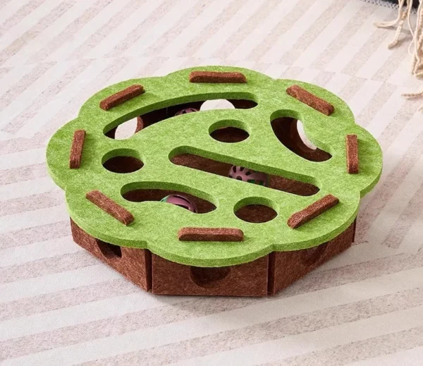 Interactive Cat Puzzle Toy with Balls & Bell – Peek Hole Plate for Indoor Cats, Boredom Relief & Enrichment Toy