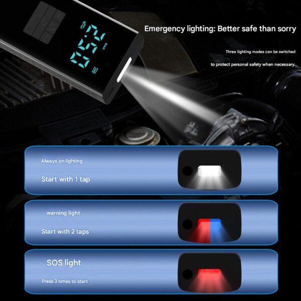 Portable Wireless Car Jump Starter & Air Compressor – Multi-Function Emergency Power Bank for Vehicles