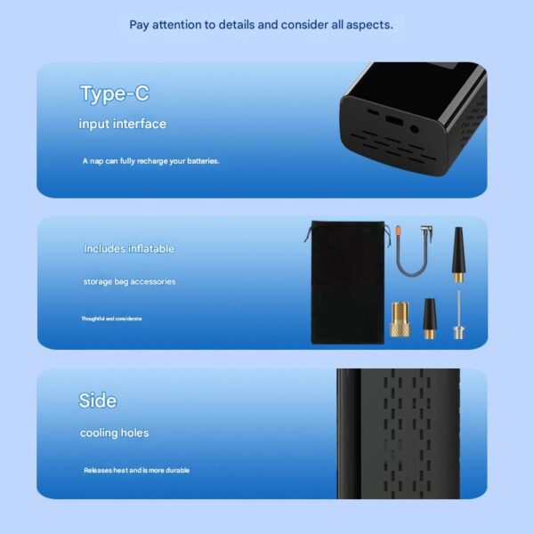 Portable Wireless Car Jump Starter & Air Compressor – Multi-Function Emergency Power Bank for Vehicles