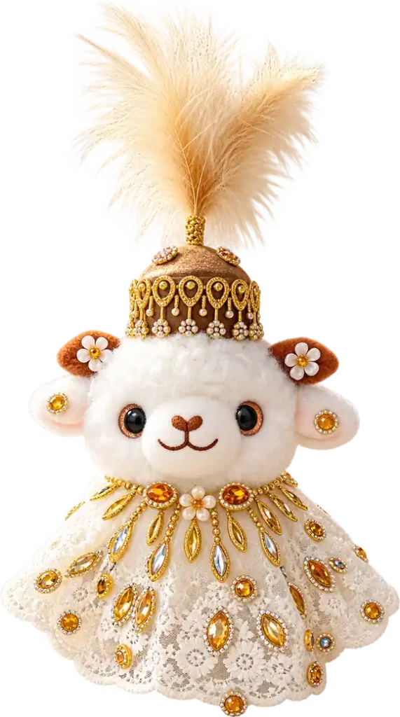 Handmade Xinjiang Lamb Doll – Traditional Chinese Silk Costume Sheep Gift