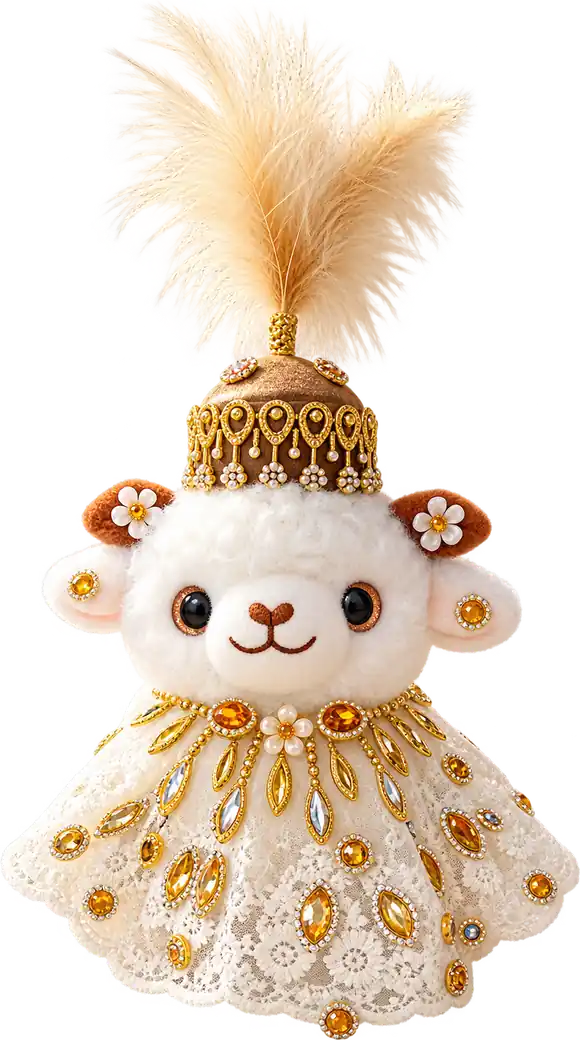 Handmade Xinjiang Lamb Doll – Traditional Chinese Silk Costume Sheep Gift - Image 2