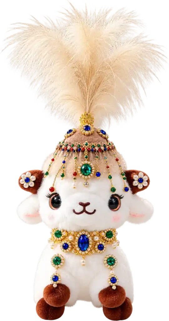 Handmade Xinjiang Lamb Doll – Traditional Chinese Silk Costume Sheep Gift