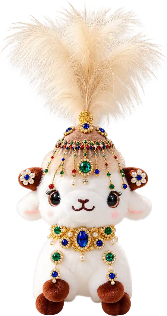 Handmade Xinjiang Lamb Doll – Traditional Chinese Silk Costume Sheep Gift - Image 23