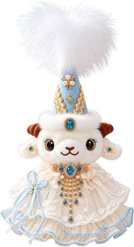 Handmade Xinjiang Lamb Doll – Traditional Chinese Silk Costume Sheep Gift