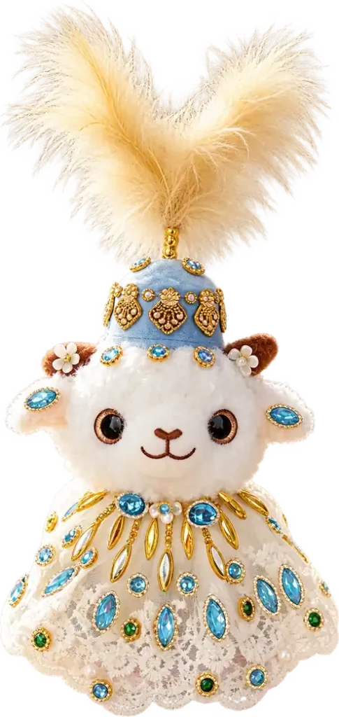 Handmade Xinjiang Lamb Doll – Traditional Chinese Silk Costume Sheep Gift