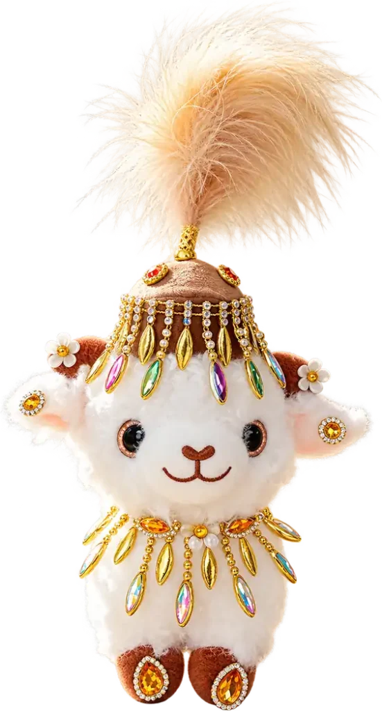 Handmade Xinjiang Lamb Doll – Traditional Chinese Silk Costume Sheep Gift