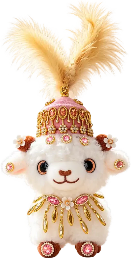 Handmade Xinjiang Lamb Doll – Traditional Chinese Silk Costume Sheep Gift