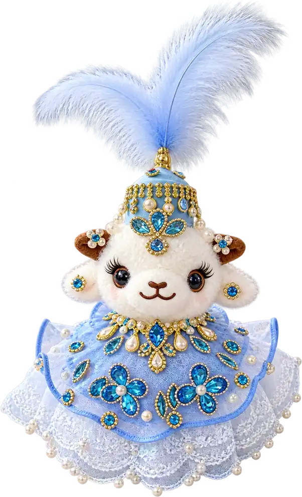 Handmade Xinjiang Lamb Doll – Traditional Chinese Silk Costume Sheep Gift
