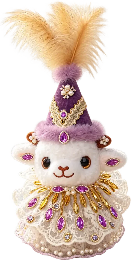 Handmade Xinjiang Lamb Doll – Traditional Chinese Silk Costume Sheep Gift
