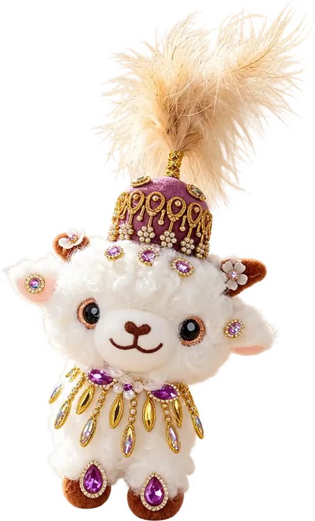 Handmade Xinjiang Lamb Doll – Traditional Chinese Silk Costume Sheep Gift