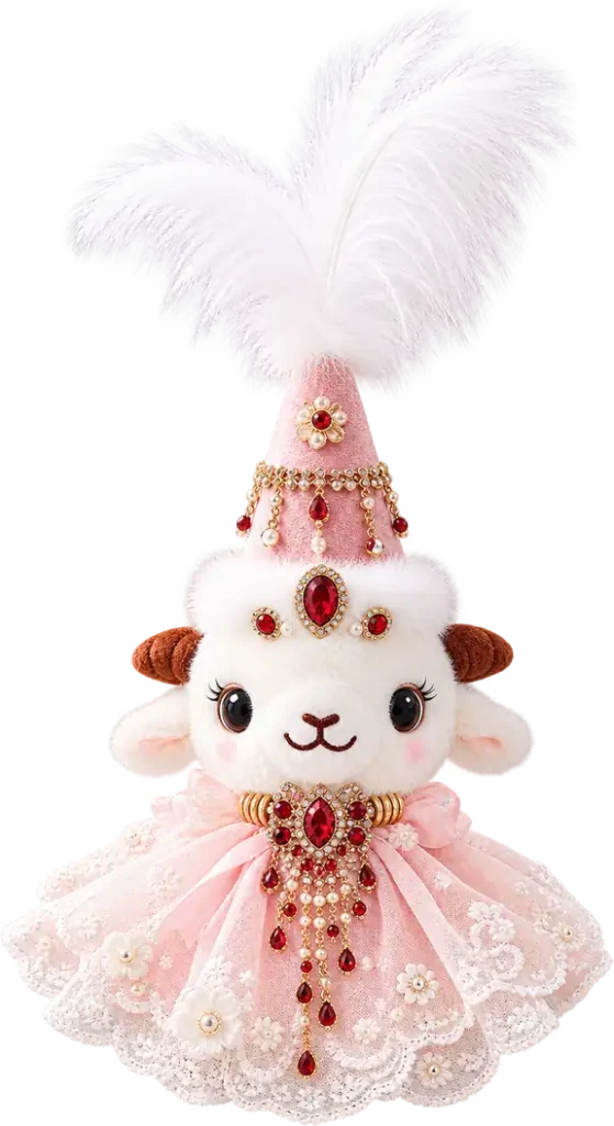 Handmade Xinjiang Lamb Doll – Traditional Chinese Silk Costume Sheep Gift