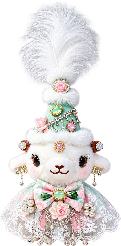 Handmade Xinjiang Lamb Doll – Traditional Chinese Silk Costume Sheep Gift