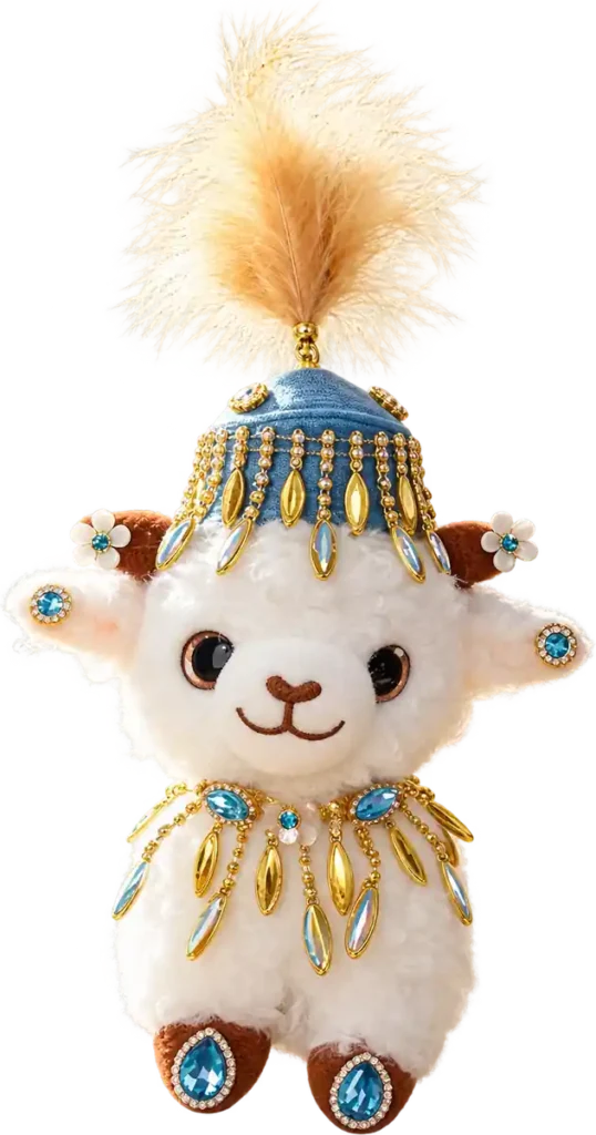 Handmade Xinjiang Lamb Doll – Traditional Chinese Silk Costume Sheep Gift